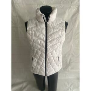 Big Chill White 100% Polyester Chevron Midweight Puffer Vest Women's Medium #